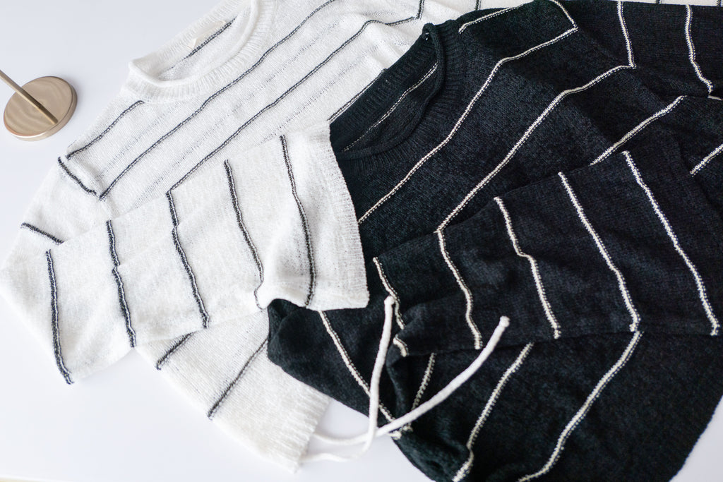 Gold Stripe 混金線條紋闊袖蝴蝶線衫, Knit Top / TP8798