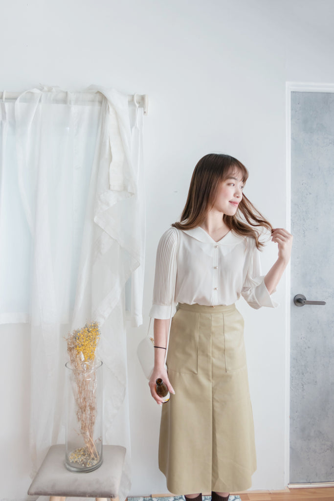Faux Leather 簡約皮感雙口袋半身裙, Skirt/ SK8646