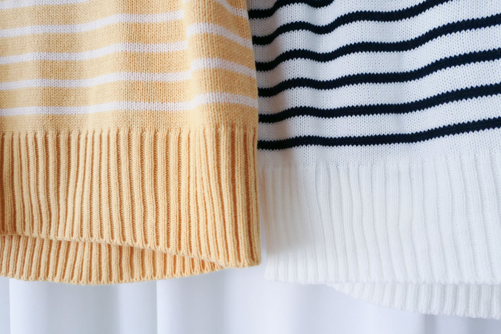 Stripe Knit 圓領短袖條緻針織上衣, Top/ TP8788 (Black Sold Out)