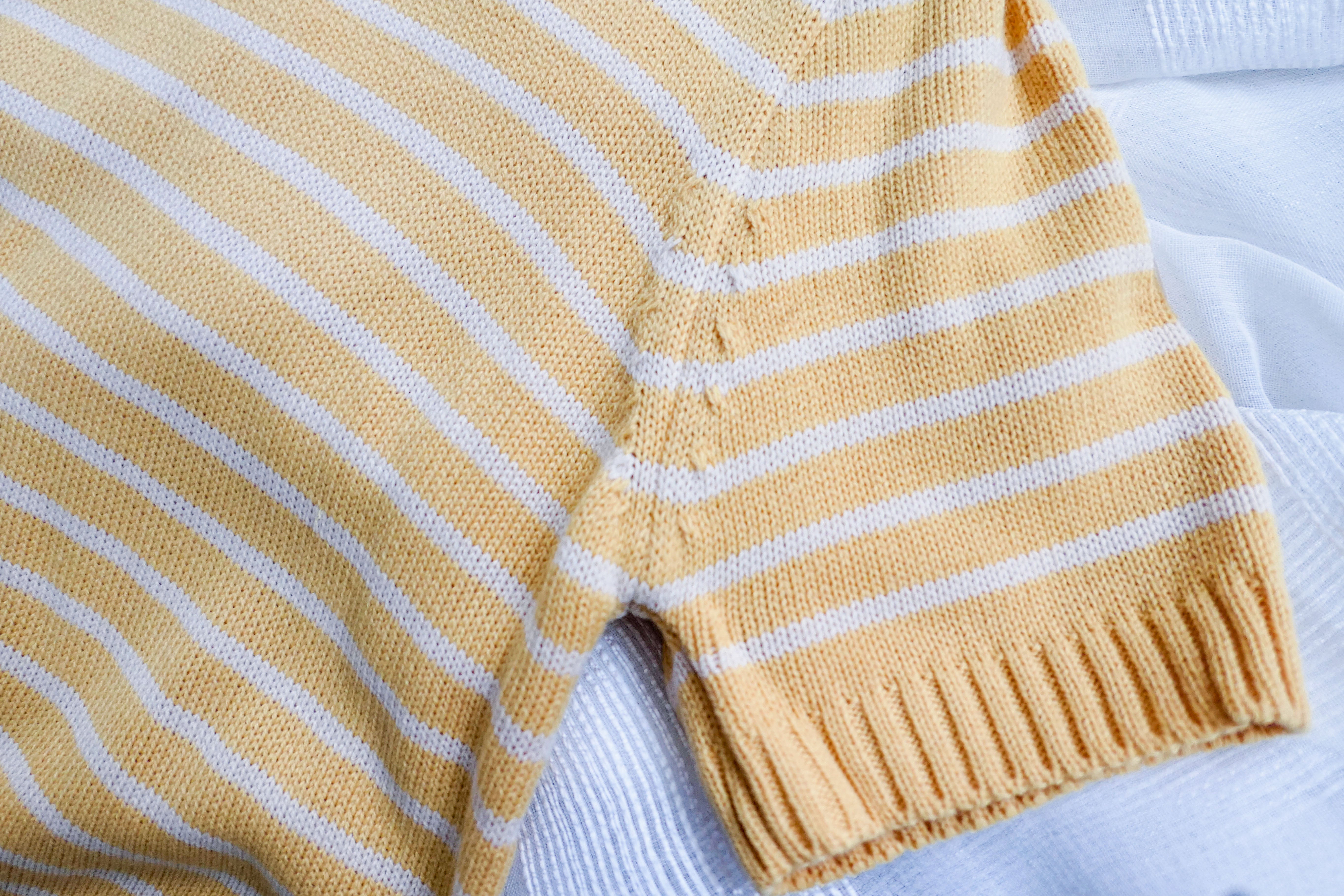 Stripe Knit 圓領短袖條緻針織上衣, Top/ TP8788 (Black Sold Out)