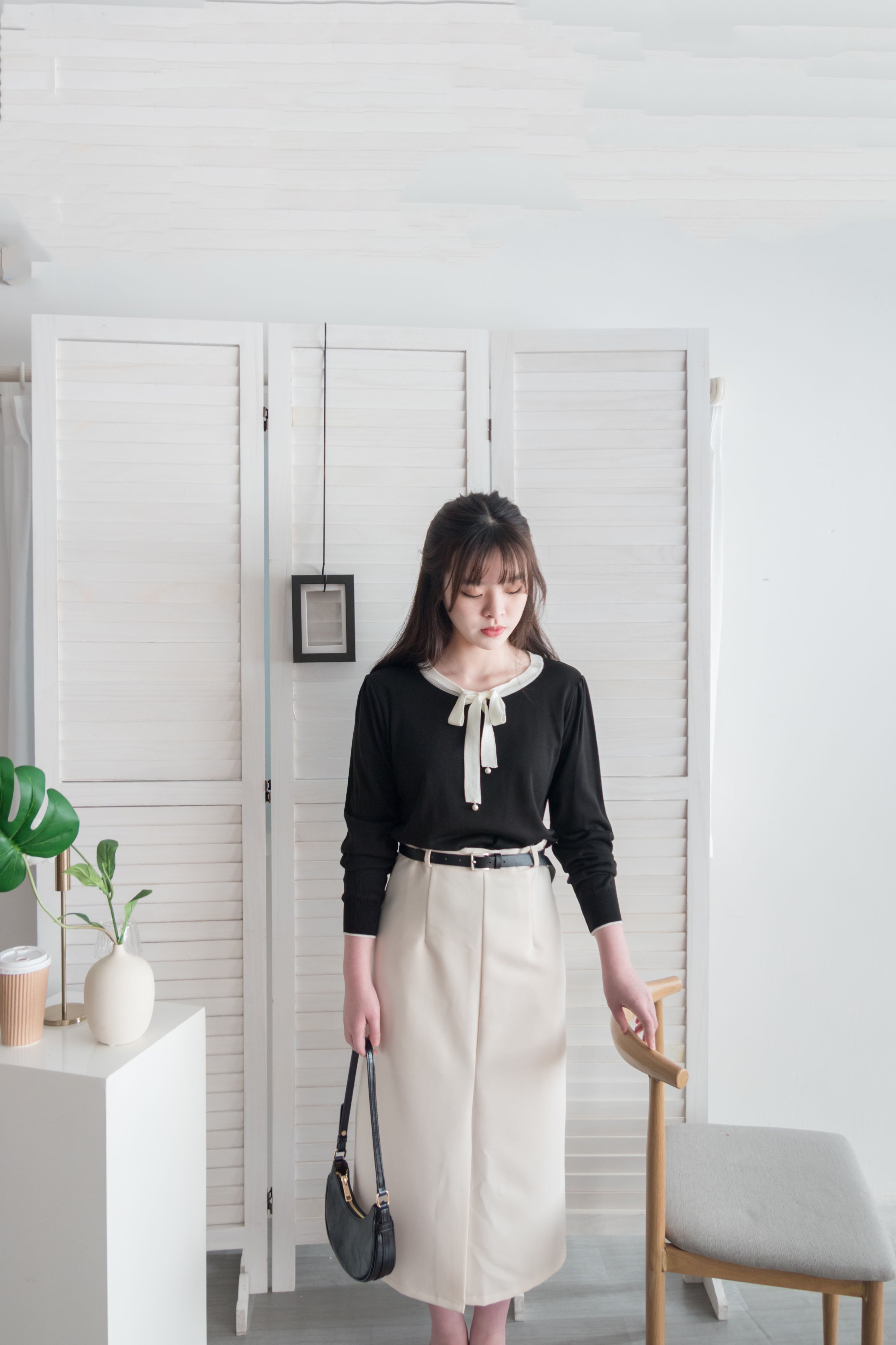 V Ribbon V形蝴蝶領口邊線薄線衫, Knit Top/ TP8785