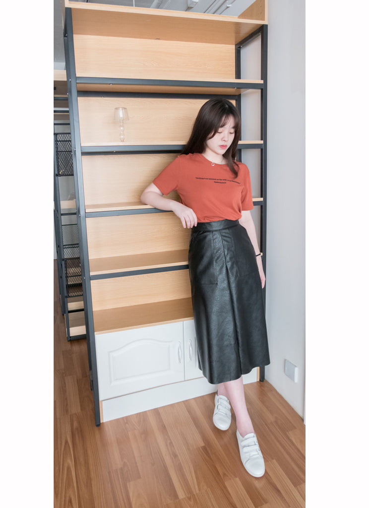 Faux Leather 簡約皮感雙口袋半身裙, Skirt/ SK8646