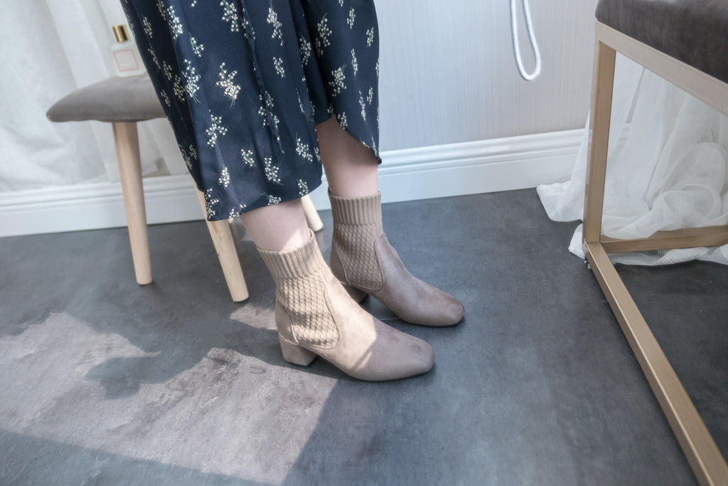 Elastic Socks 啡色彈性花紋金邊後踭, Boots/ SH8072