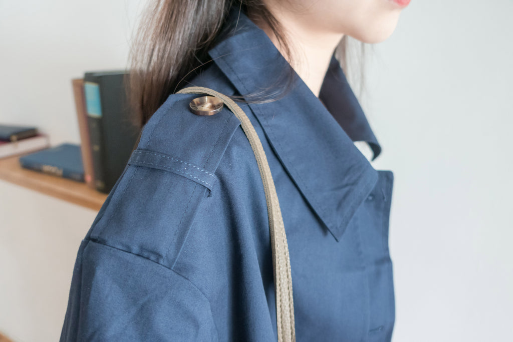 Navy 深藍單排鈕中短款風衣, Jacket/ JK8094