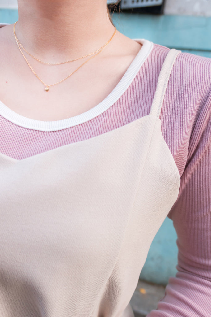 Silver-made minimal double loop, Necklace/ NL8145