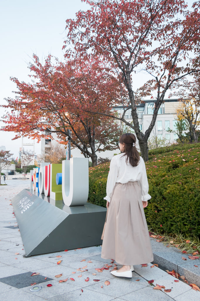 Bottom Pleated 奶茶杏顯瘦下百褶傘形, Skirt/ SK8654