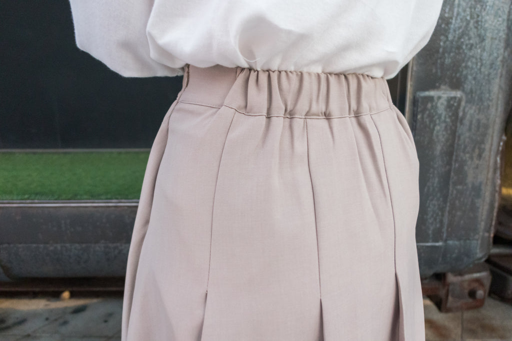 Bottom Pleated 奶茶杏顯瘦下百褶傘形, Skirt/ SK8654
