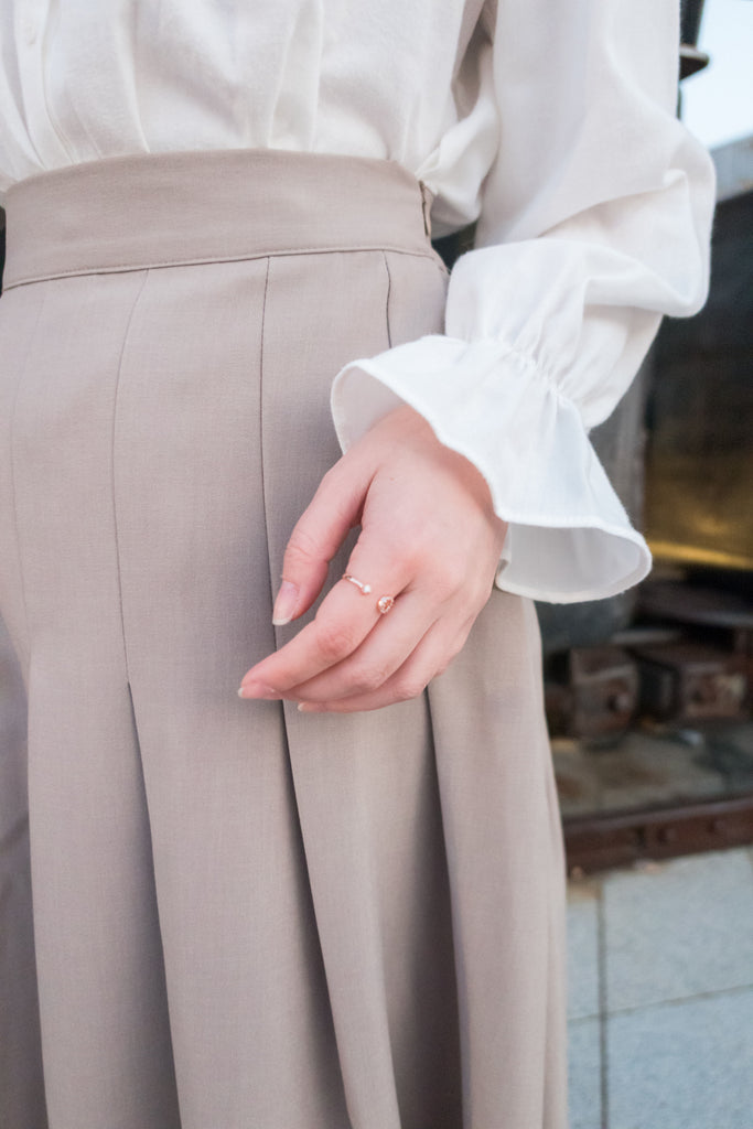 Bottom Pleated 奶茶杏顯瘦下百褶傘形, Skirt/ SK8654