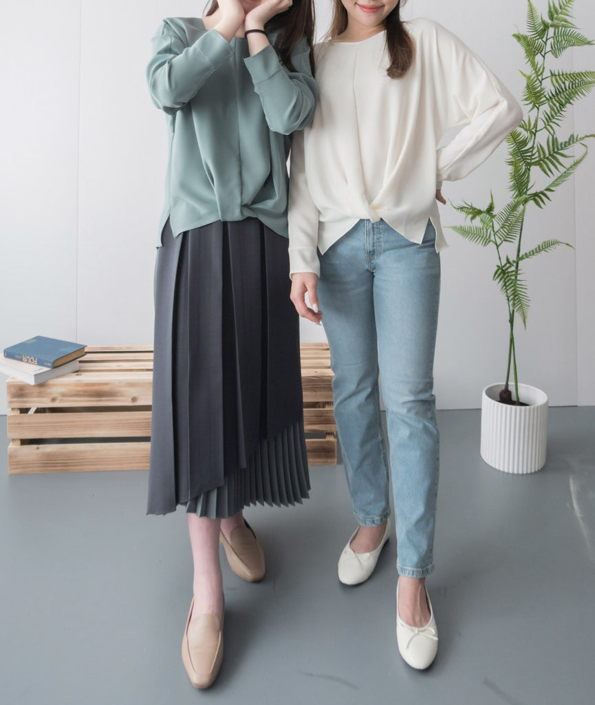 Spliced Pleated 雙色拼百褶口袋半身裙, Skirt/ SK8657 (深淺杏 Beige sold out)
