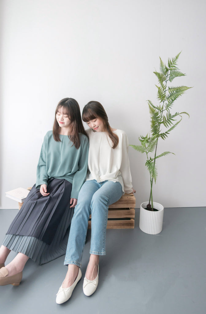 Spliced Pleated 雙色拼百褶口袋半身裙, Skirt/ SK8657 (深淺杏 Beige sold out)