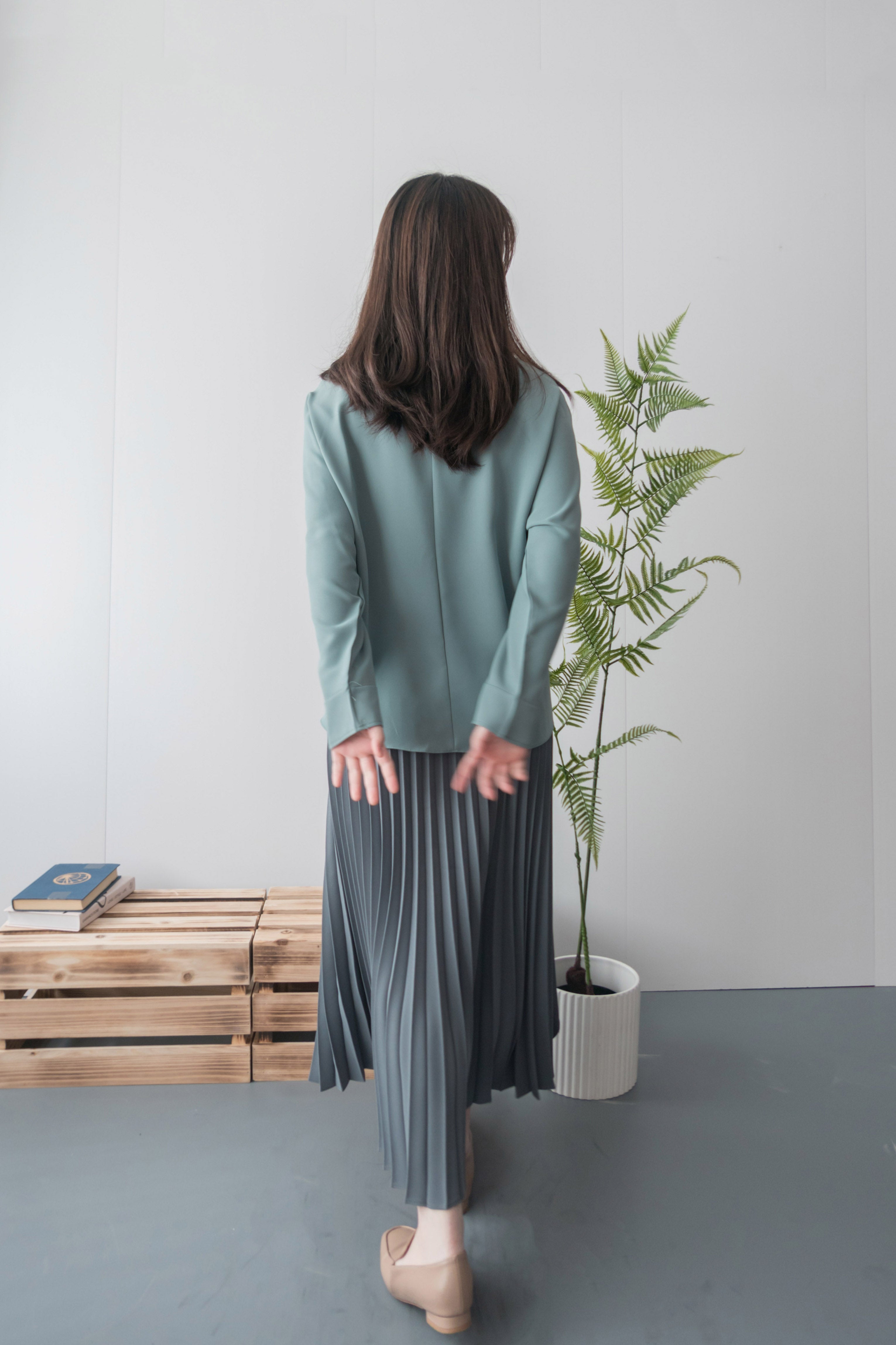 Spliced Pleated 雙色拼百褶口袋半身裙, Skirt/ SK8657 (深淺杏 Beige sold out)