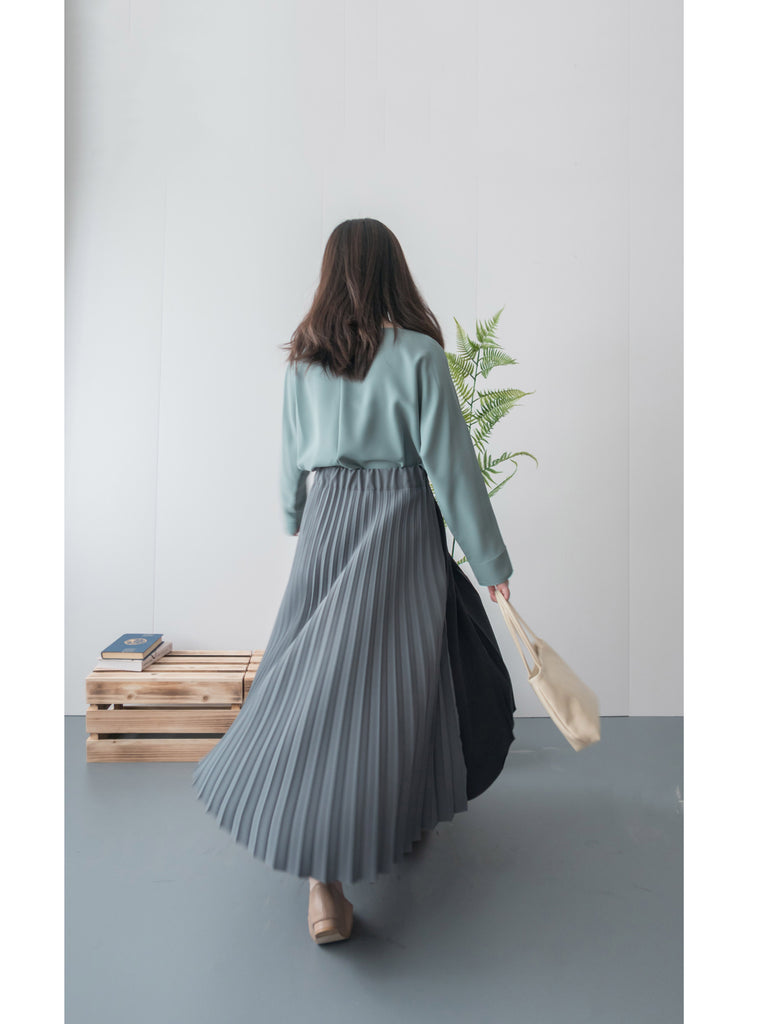 Spliced Pleated 雙色拼百褶口袋半身裙, Skirt/ SK8657 (深淺杏 Beige sold out)