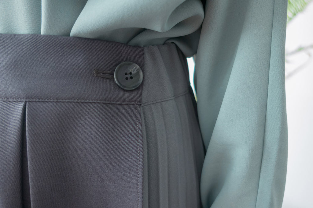 Spliced Pleated 雙色拼百褶口袋半身裙, Skirt/ SK8657 (深淺杏 Beige sold out)