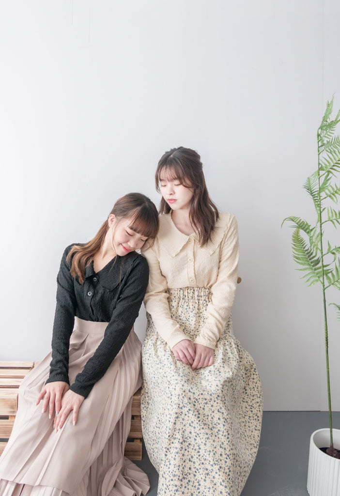Spliced Pleated 雙色拼百褶口袋半身裙, Skirt/ SK8657 (深淺杏 Beige sold out)