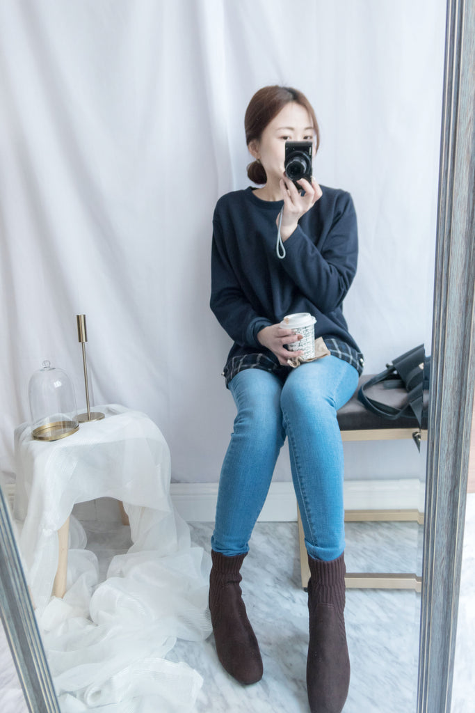 Elastic Socks 啡色彈性花紋金邊後踭, Boots/ SH8072