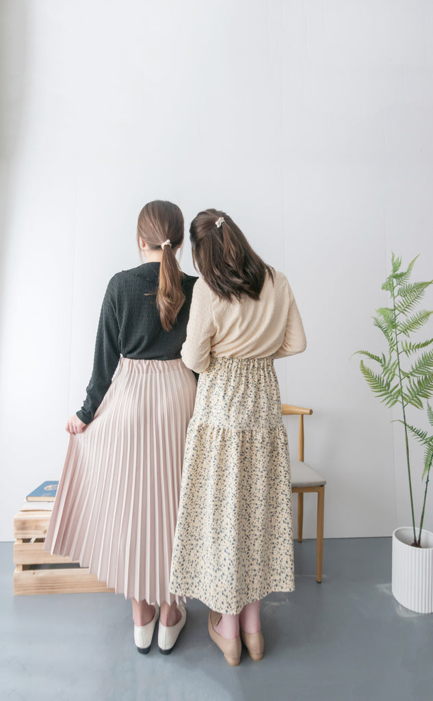 Spliced Pleated 雙色拼百褶口袋半身裙, Skirt/ SK8657 (深淺杏 Beige sold out)