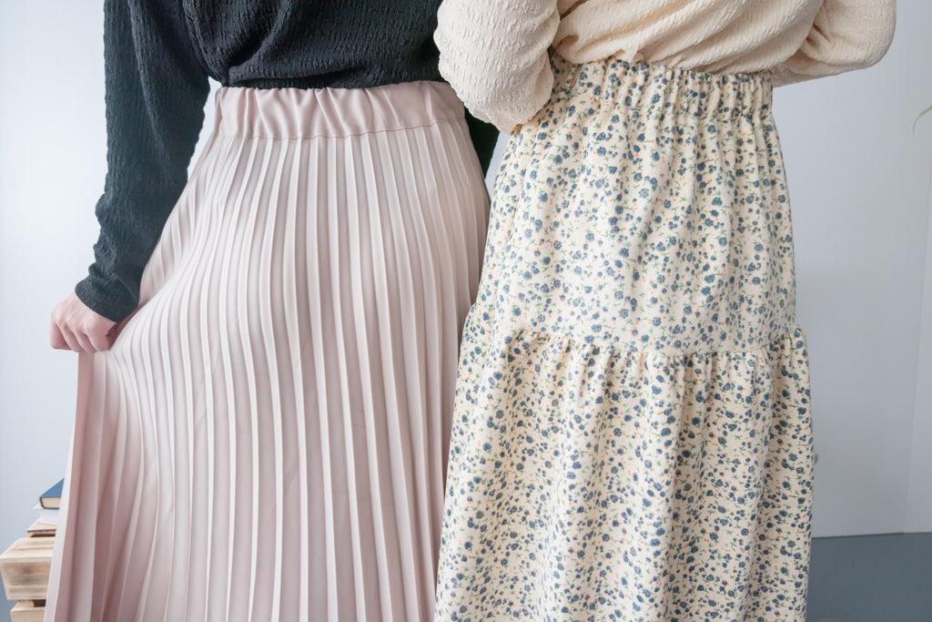 Spliced Pleated 雙色拼百褶口袋半身裙, Skirt/ SK8657 (深淺杏 Beige sold out)