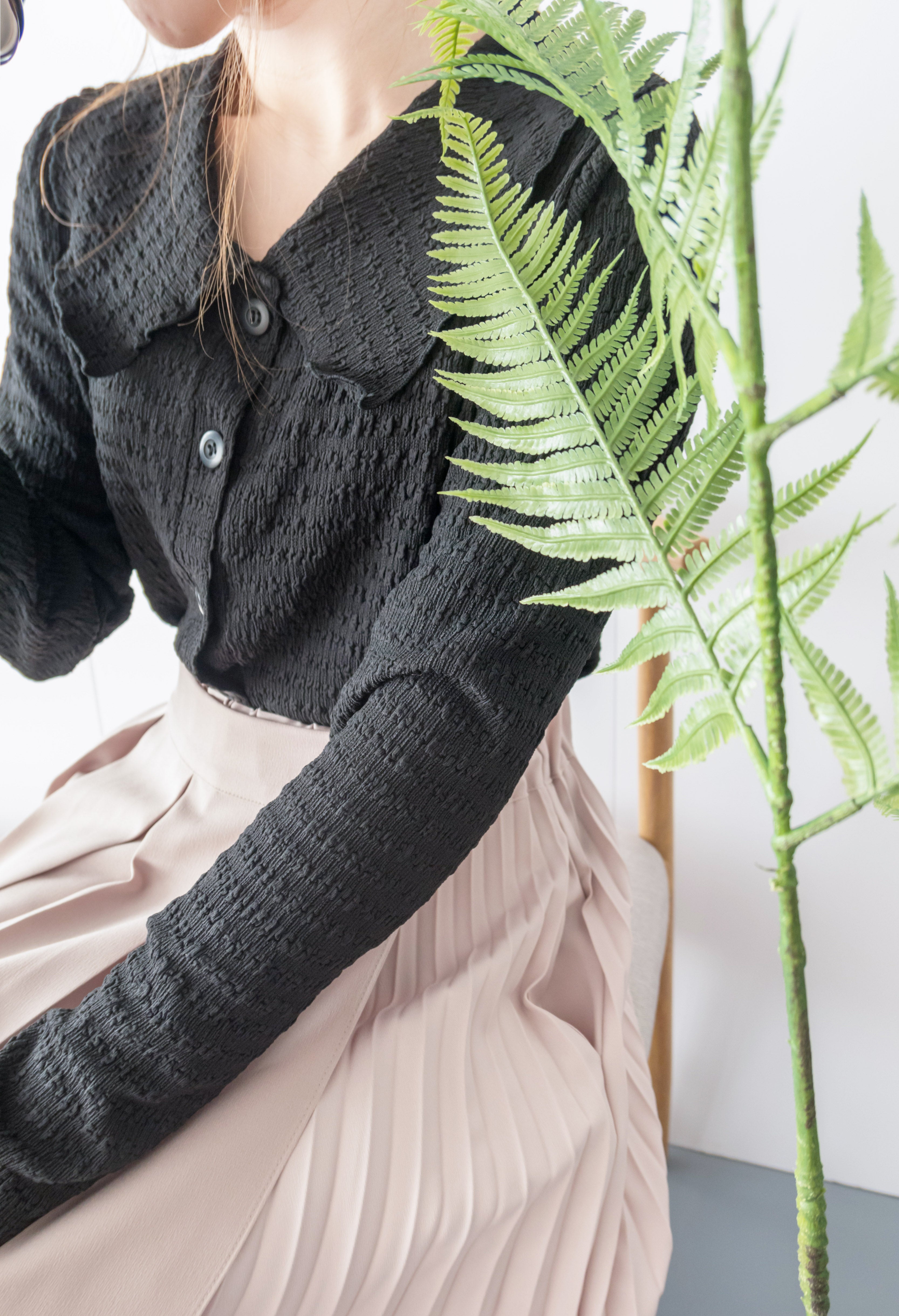 Spliced Pleated 雙色拼百褶口袋半身裙, Skirt/ SK8657 (深淺杏 Beige sold out)