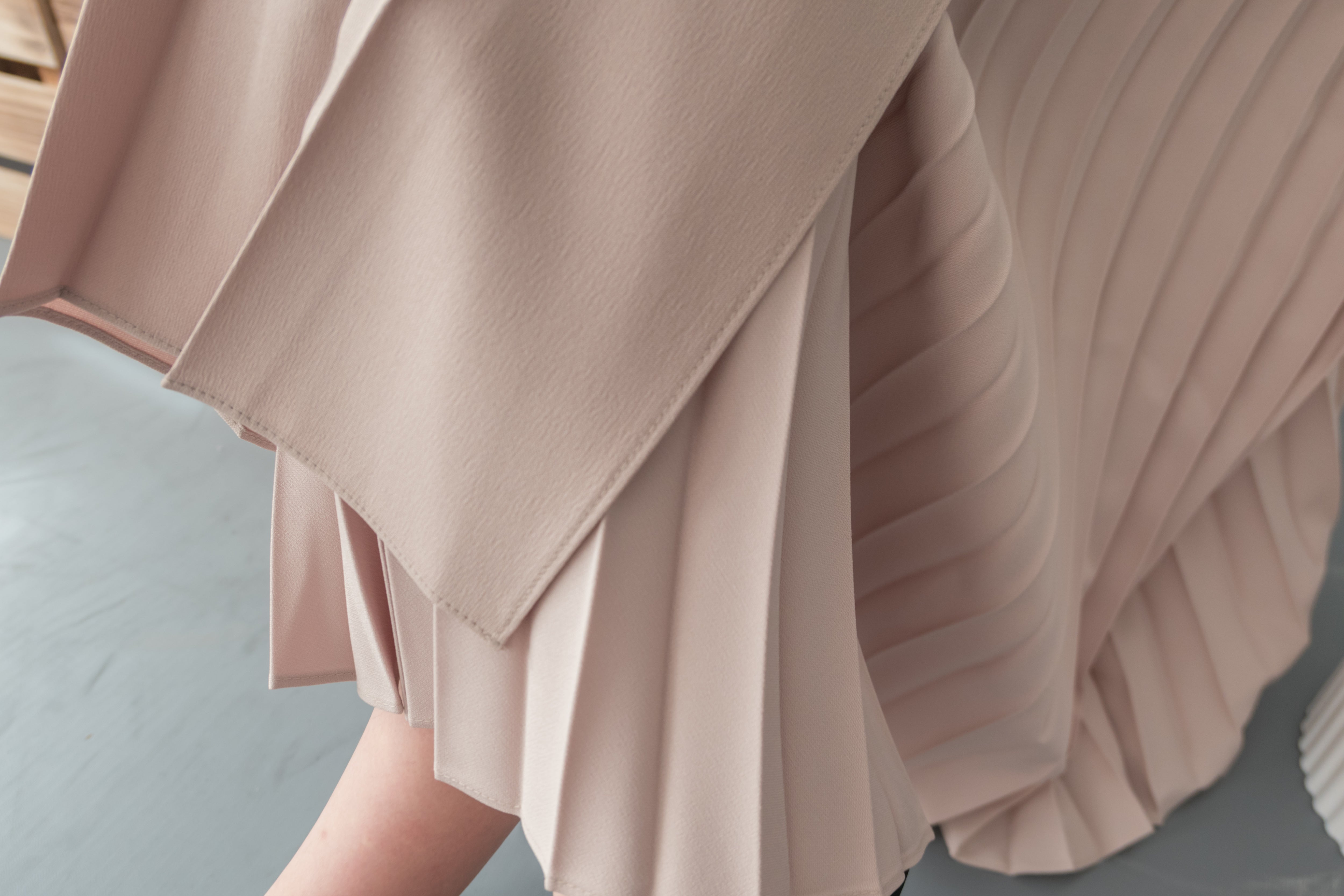 Spliced Pleated 雙色拼百褶口袋半身裙, Skirt/ SK8657 (深淺杏 Beige sold out)