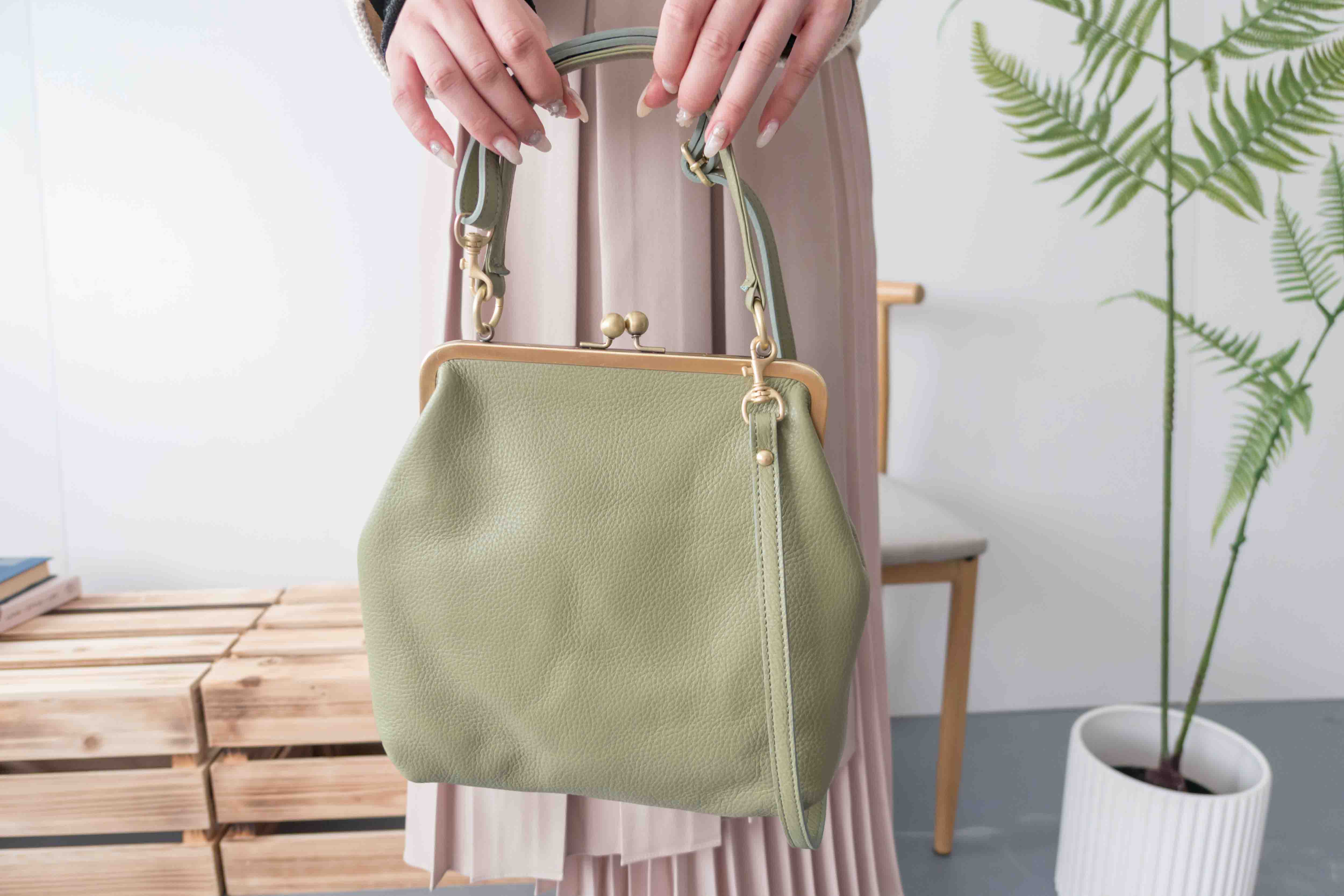 大容量真皮口金包, Bag/ BG8087 (brown sold out)