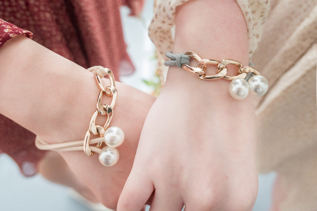 Chain Pearl, Bracelet & Hairband/ HA8115 (Beige sold out)