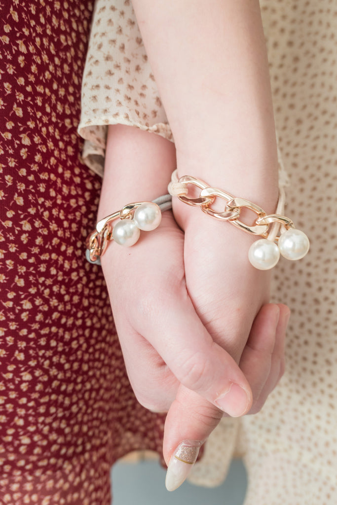 Chain Pearl, Bracelet & Hairband/ HA8115 (Beige sold out)