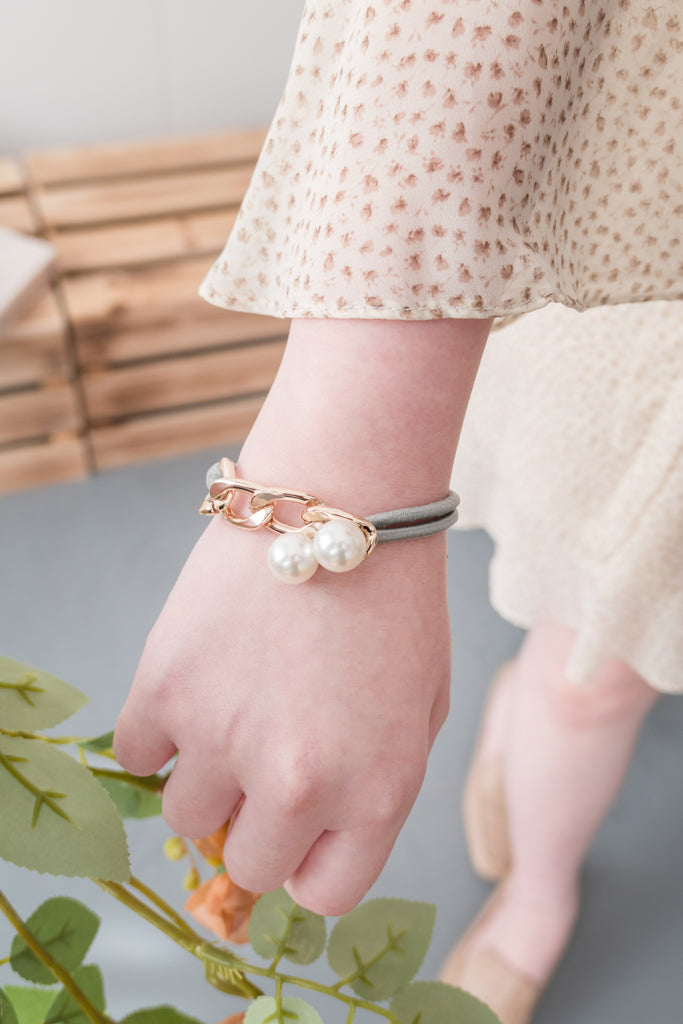 Chain Pearl, Bracelet & Hairband/ HA8115 (Beige sold out)