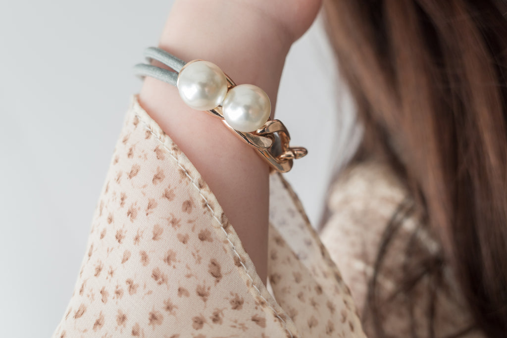 Chain Pearl, Bracelet & Hairband/ HA8115 (Beige sold out)