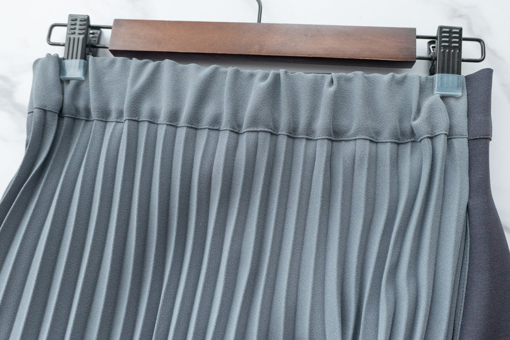 Spliced Pleated 雙色拼百褶口袋半身裙, Skirt/ SK8657 (深淺杏 Beige sold out)