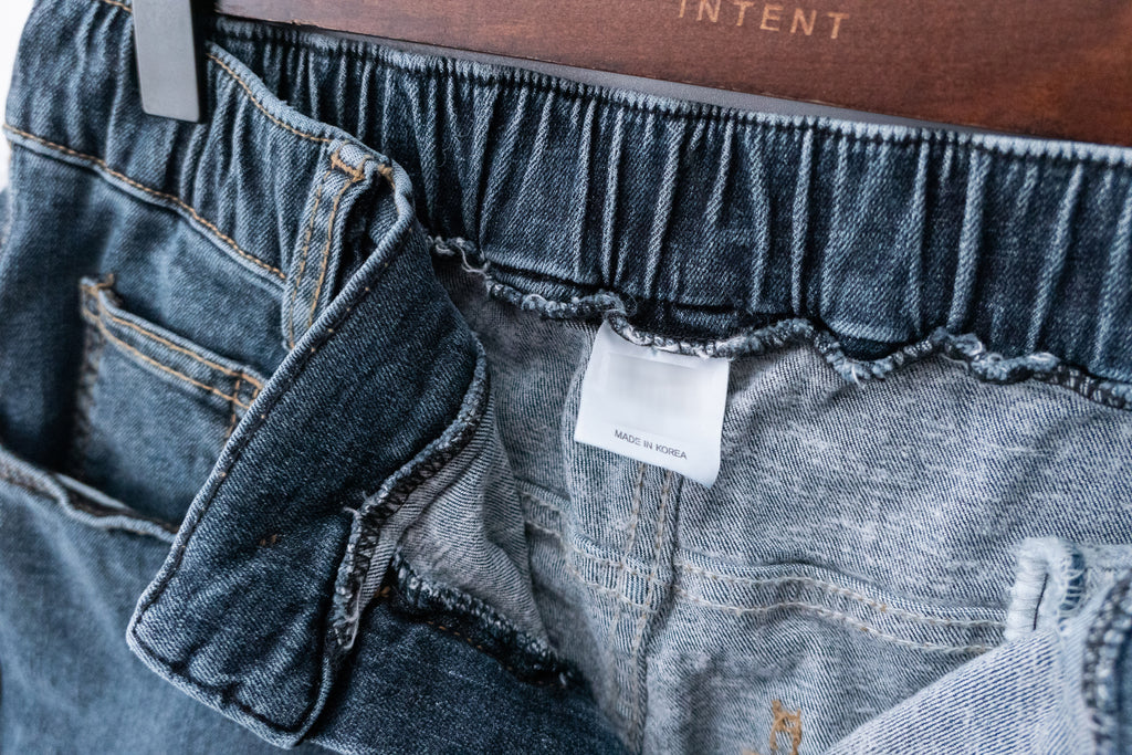 Vintage 復古色全彈性腰側後橡筋直腳, Jeans/ PT8361