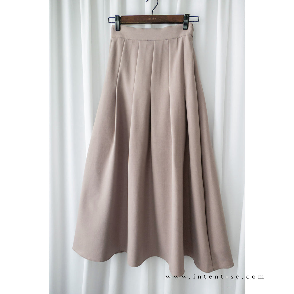 Bottom Pleated 奶茶杏顯瘦下百褶傘形, Skirt/ SK8654