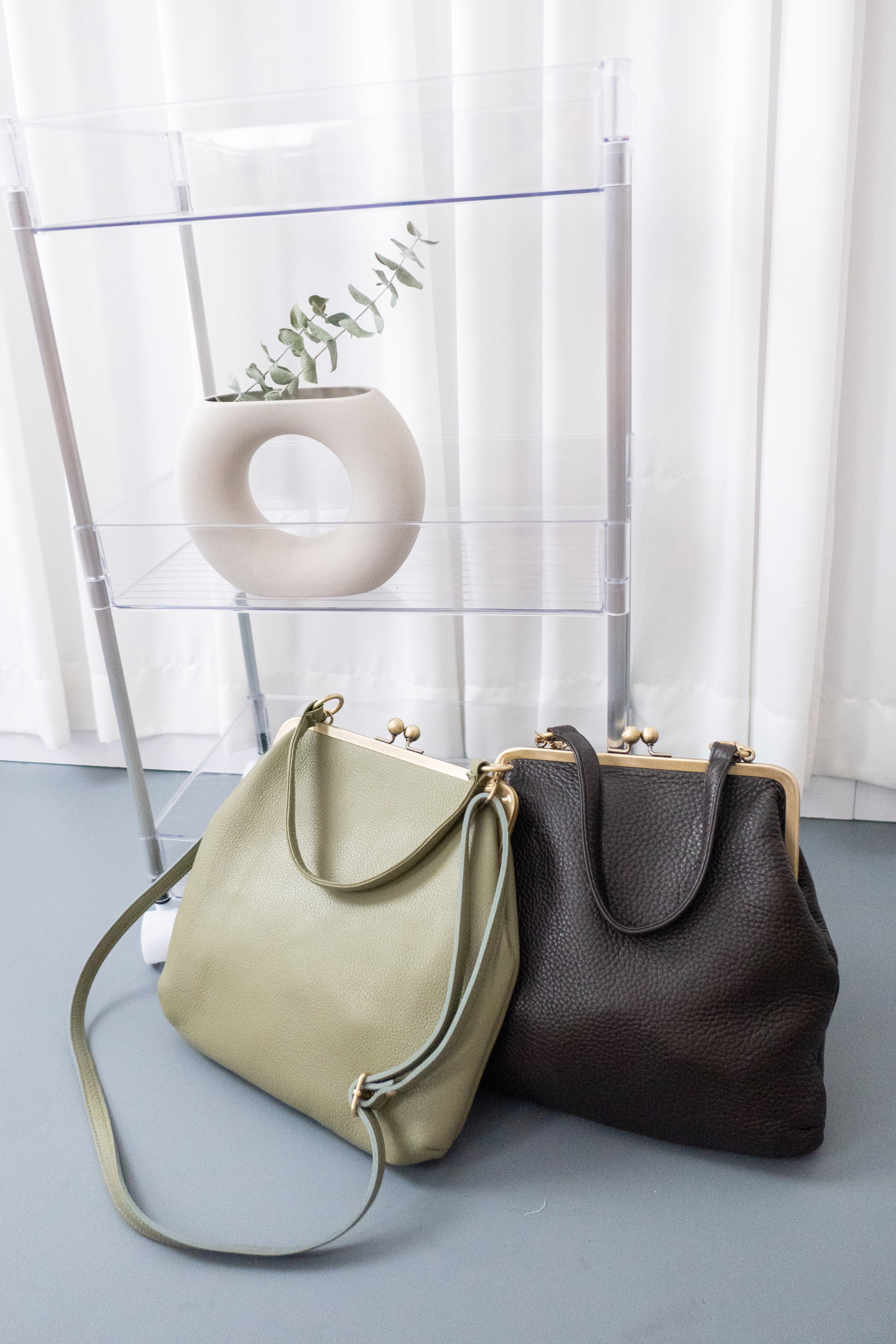 大容量真皮口金包, Bag/ BG8087 (brown sold out)