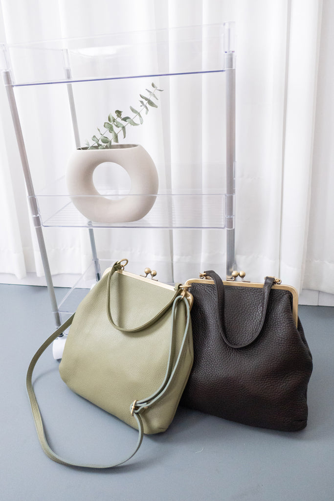 大容量真皮口金包, Bag/ BG8087 (brown sold out)