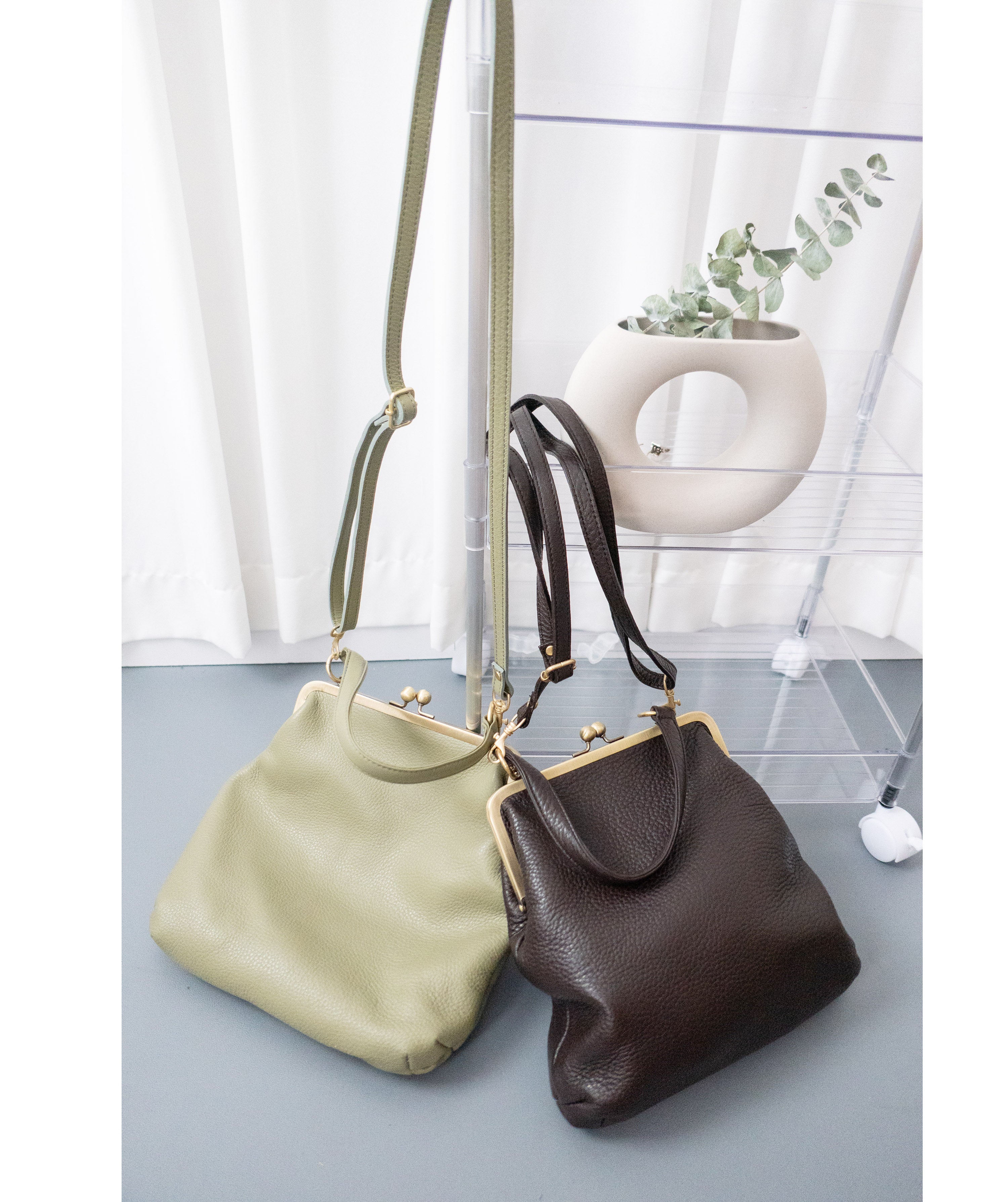 大容量真皮口金包, Bag/ BG8087 (brown sold out)