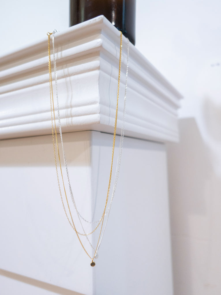 Silver-made minimal double loop, Necklace/ NL8145