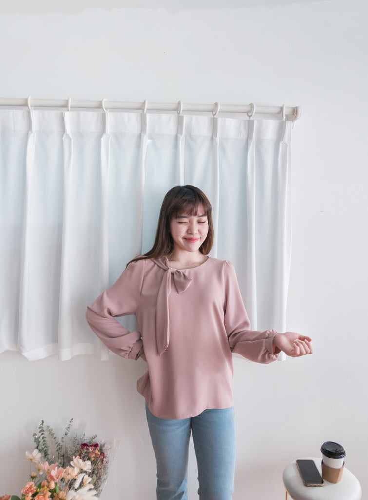 Side Scarf 簡約側蝴蝶領帶, Blouse/ BU8870 (white sold out)