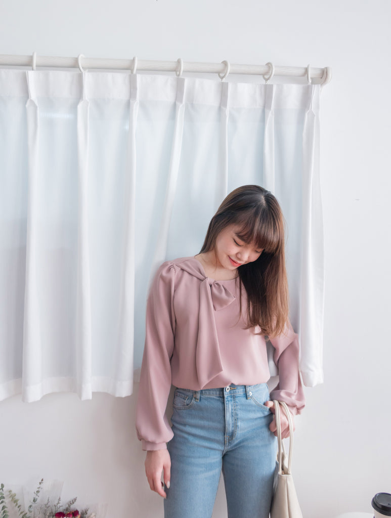 Side Scarf 簡約側蝴蝶領帶, Blouse/ BU8870 (white sold out)