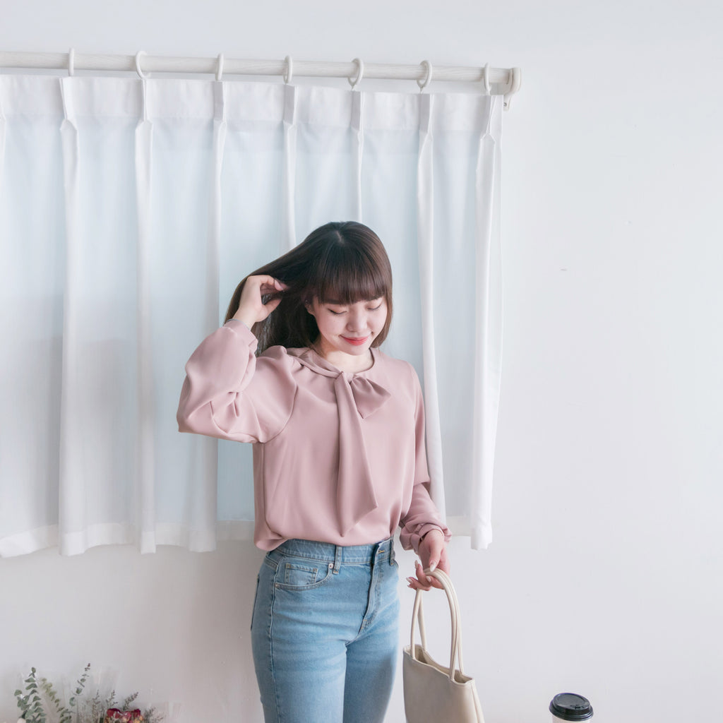 Side Scarf 簡約側蝴蝶領帶, Blouse/ BU8870 (white sold out)
