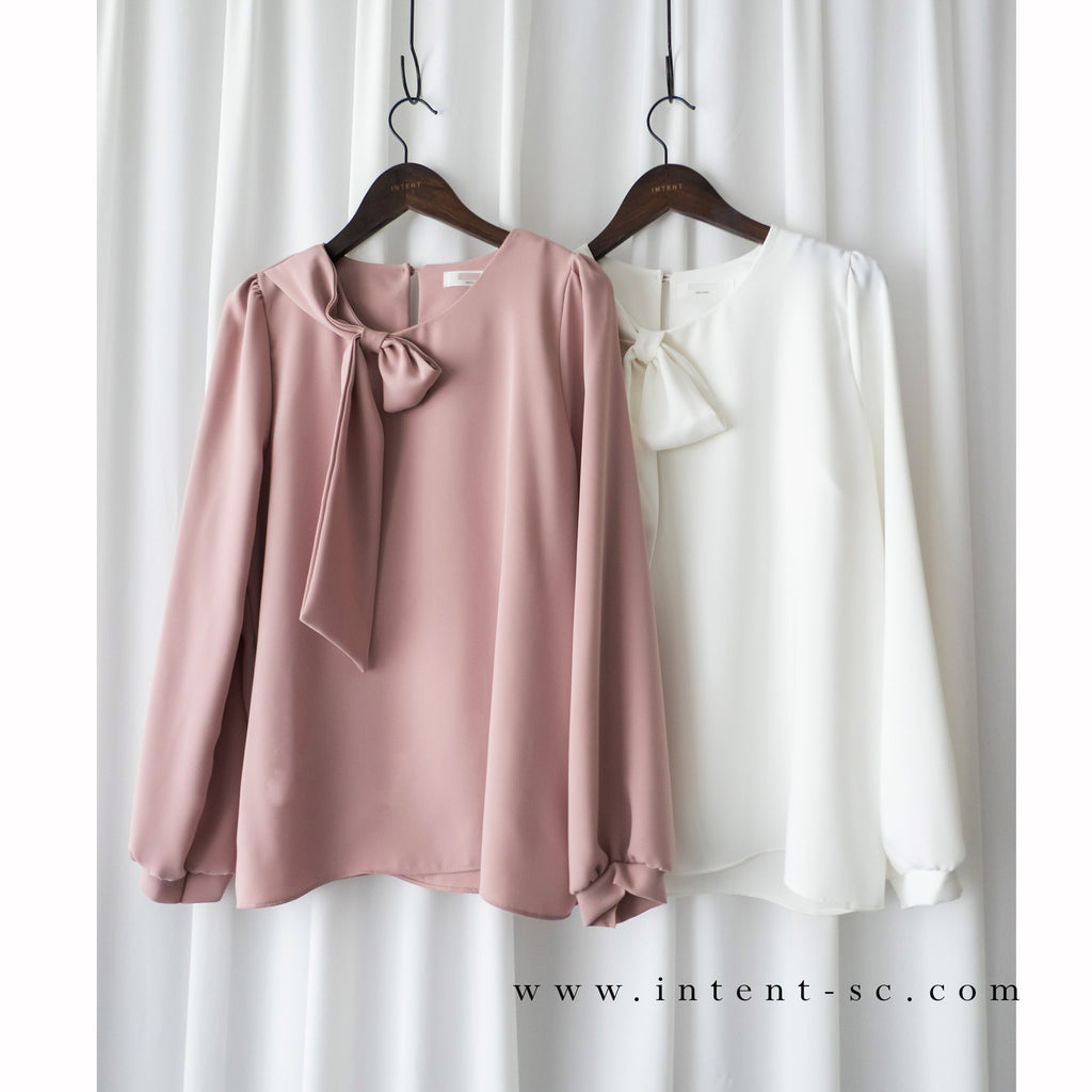 Side Scarf 簡約側蝴蝶領帶, Blouse/ BU8870 (white sold out)
