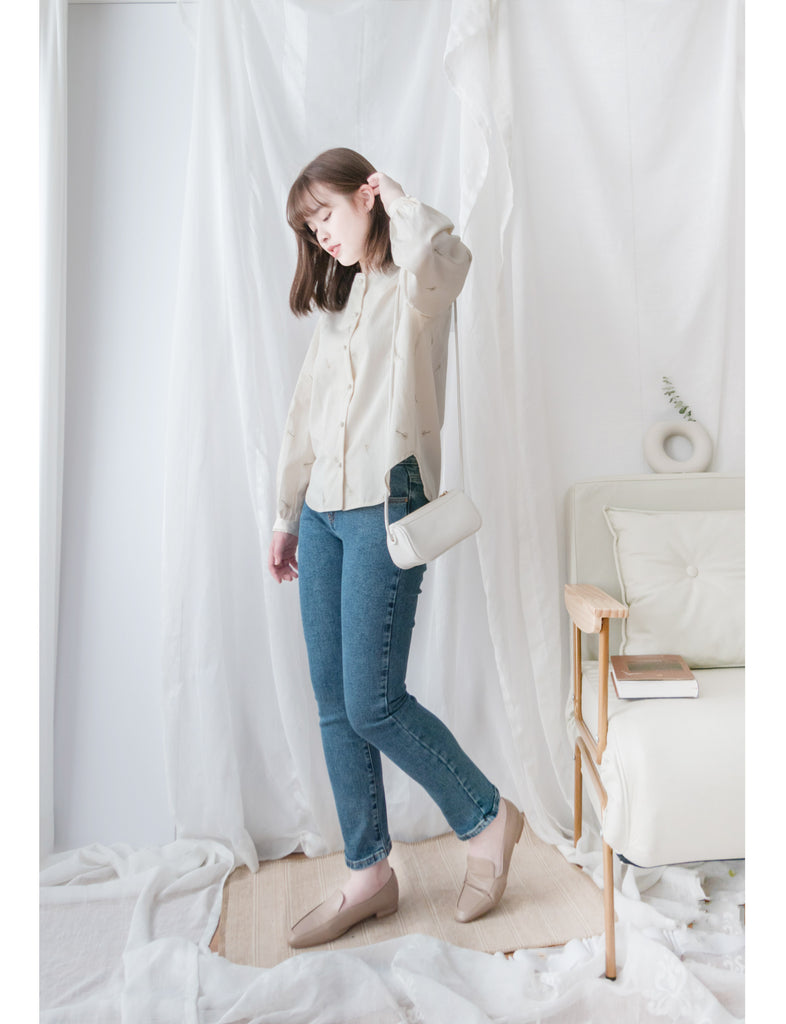 Rosegold Button 全條彈性玫瑰金鈕扣修身直腳, Jeans/ PT8365