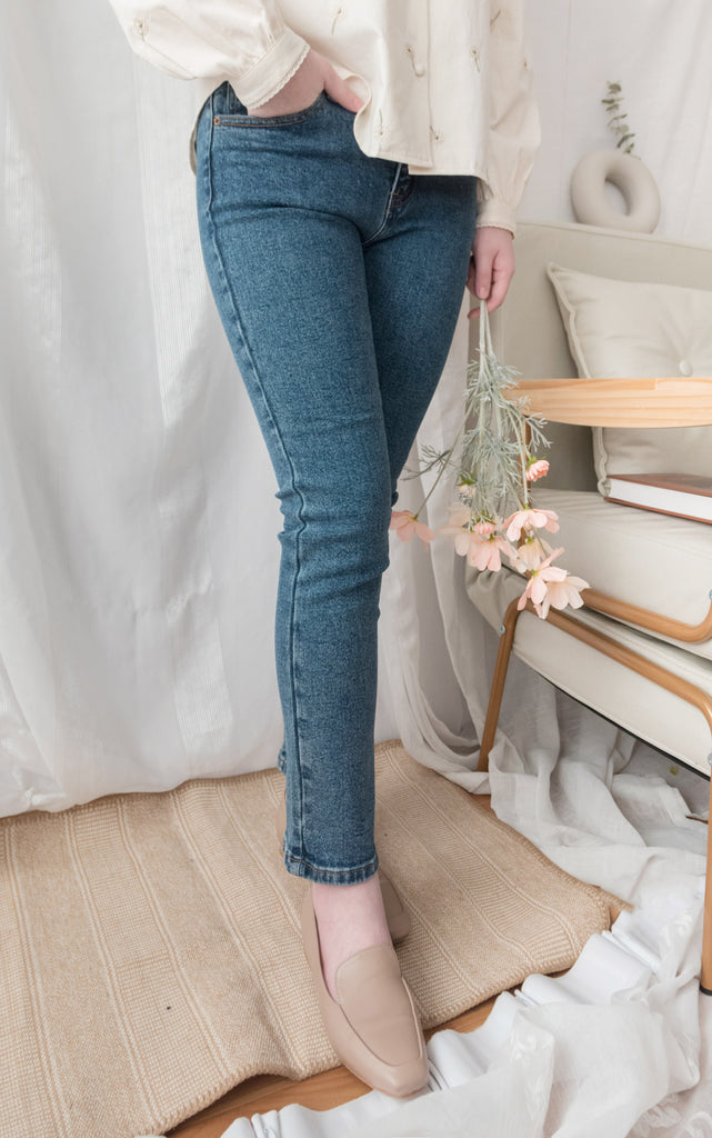 Rosegold Button 全條彈性玫瑰金鈕扣修身直腳, Jeans/ PT8365