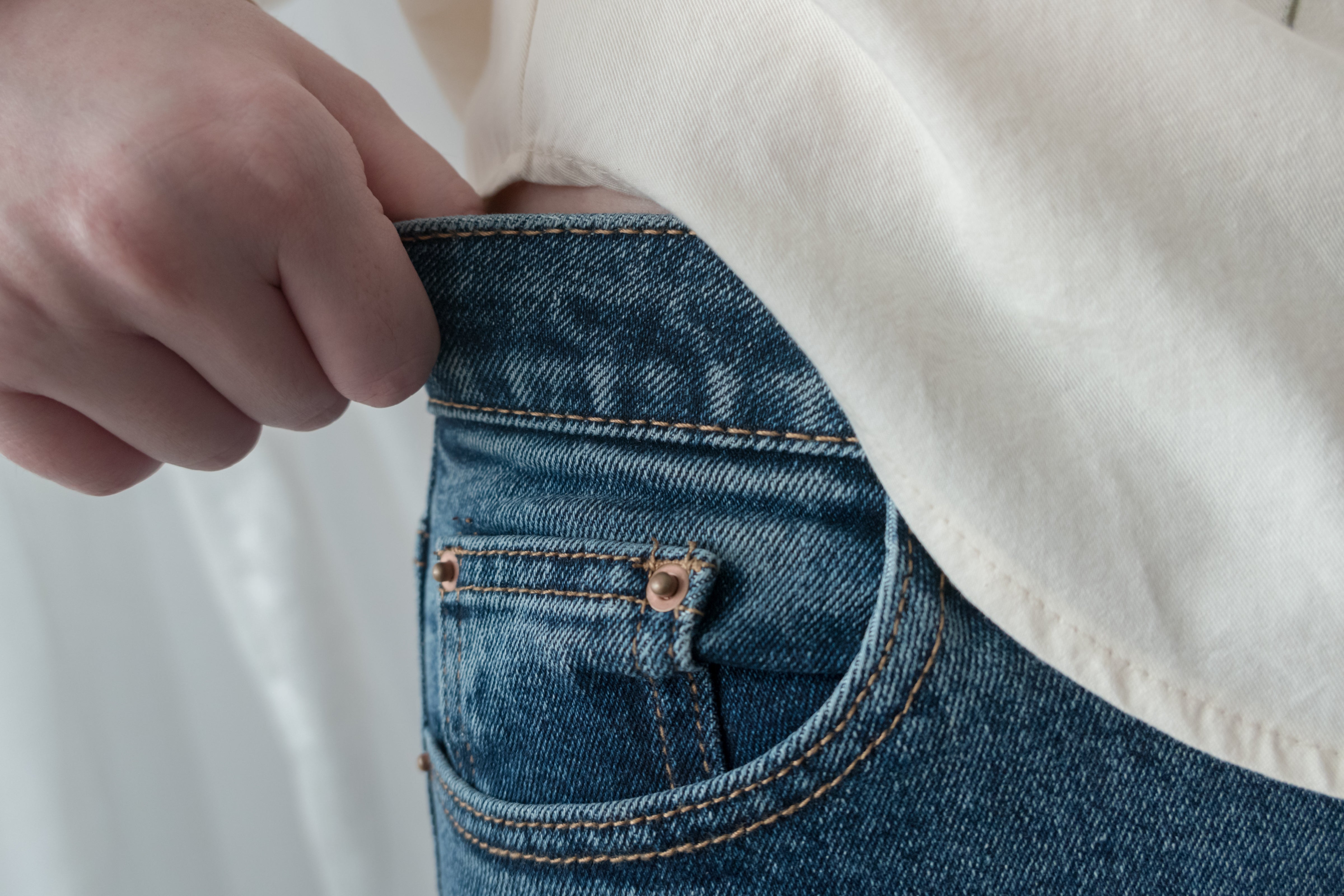 Rosegold Button 全條彈性玫瑰金鈕扣修身直腳, Jeans/ PT8365