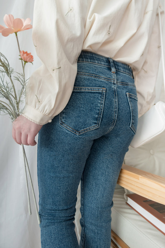 Rosegold Button 全條彈性玫瑰金鈕扣修身直腳, Jeans/ PT8365