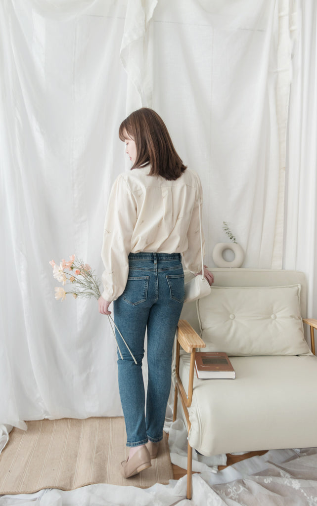 Rosegold Button 全條彈性玫瑰金鈕扣修身直腳, Jeans/ PT8365