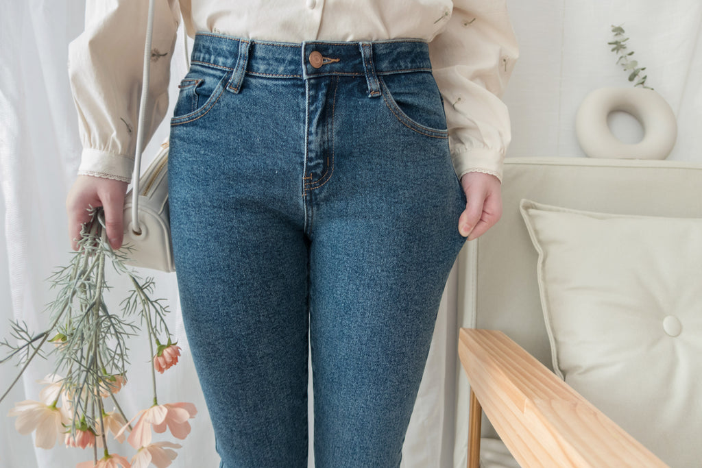 Rosegold Button 全條彈性玫瑰金鈕扣修身直腳, Jeans/ PT8365