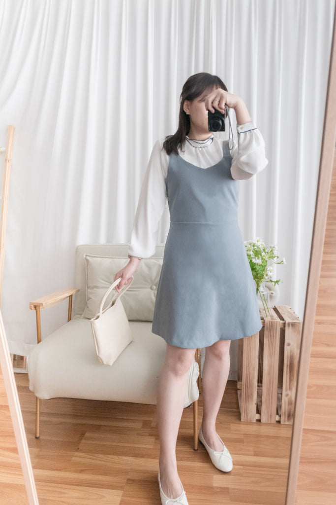 Ruffle Collar 氣質雪紡線條花邊珍珠領口, Blouse/ BU8885 (navy sold out)
