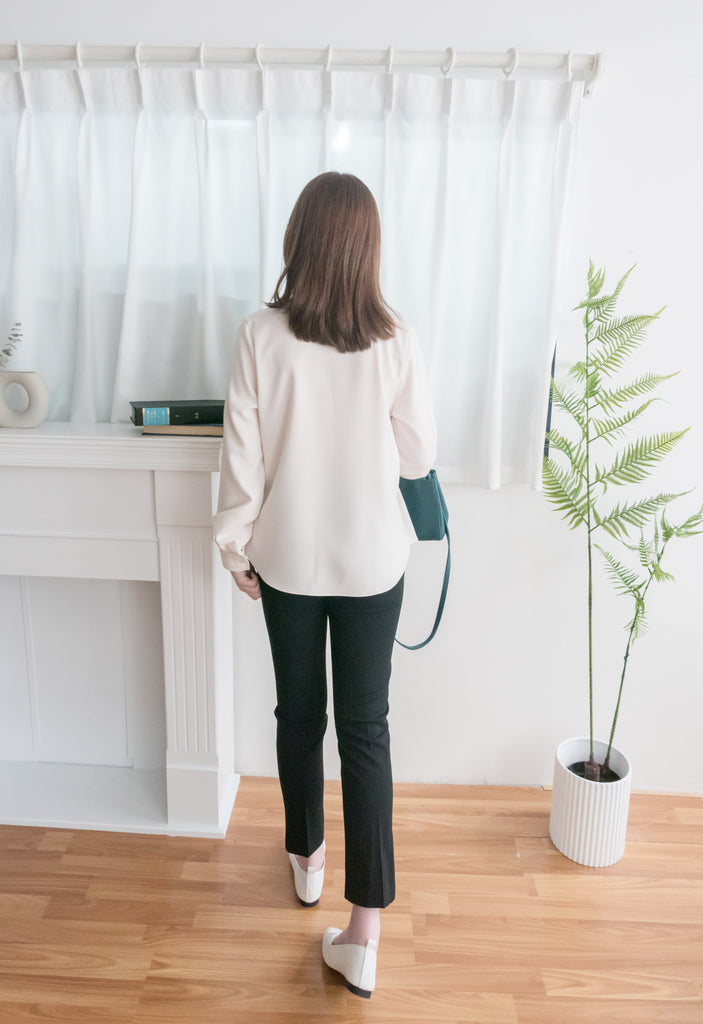 Floral White 垂感包裹式側鈕扣, Blouse/ BU8865