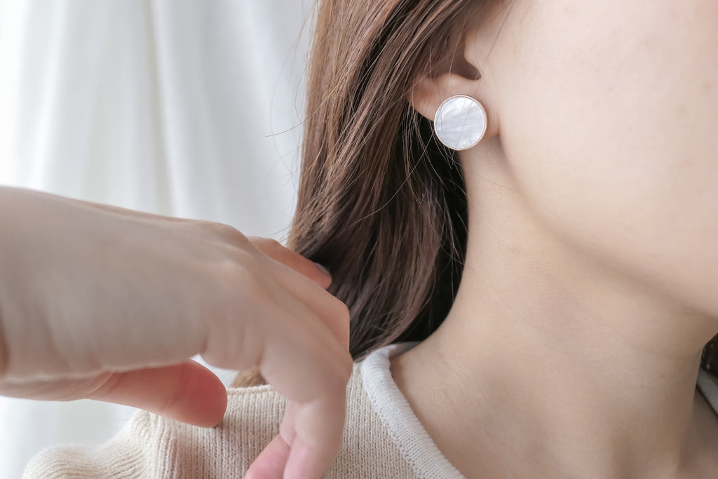 Round Shell Stone, Earrings/ ER8285