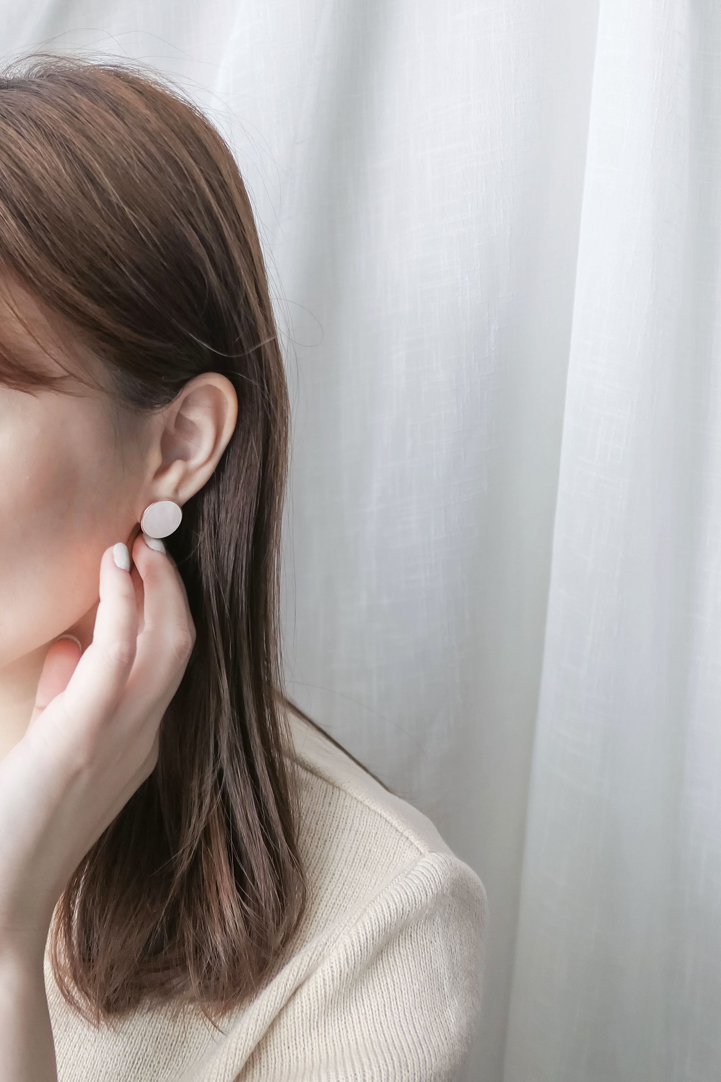 Round Shell Stone, Earrings/ ER8285