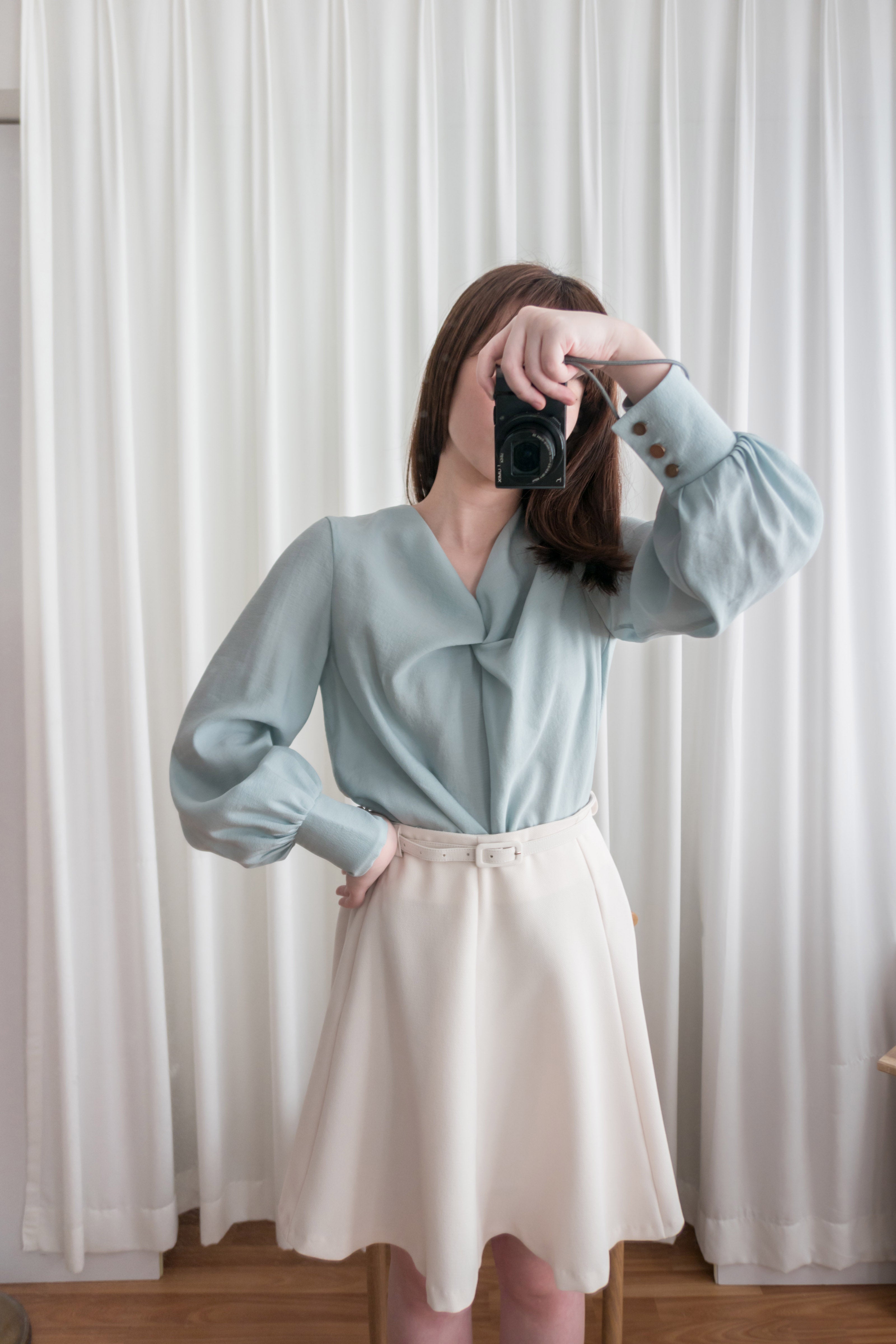 Twist V 小復古高質感扭紋領口, Blouse/ BU8859 (lightbeige sold out)